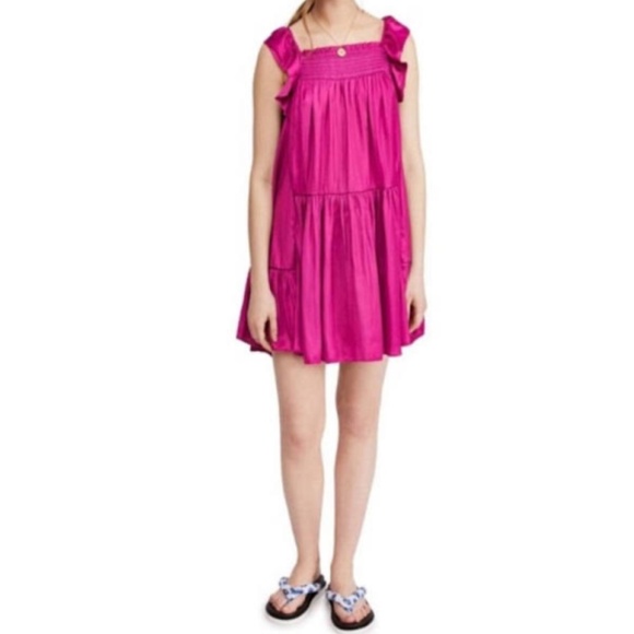 Free People Intimately Hot Pink Flowy mini dress size XS - Picture 2 of 5